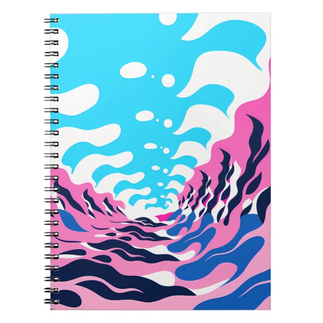 Caderno Espiral Abstract Dream Wave – Vibrant Surreal Flow (Frente)