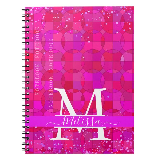 Caderno Espiral Abstract Fuchsia Red Customizable (Frente)