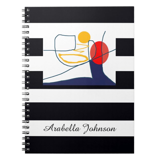 Caderno Espiral Abstract Modern Art Personalized Name Classic Chic (Frente)