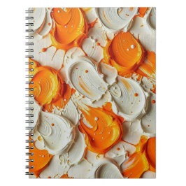 Caderno Espiral Abstract Swirling Teal and Orange Glossy Fluid Spl