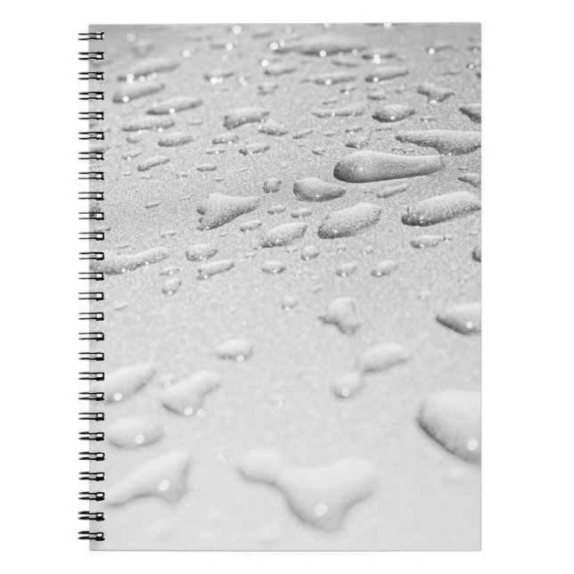 Caderno Espiral Abstract Water Droplets on Metallic Surface Textur (Frente)