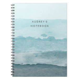 Caderno Espiral Abstract watercolor blue sea