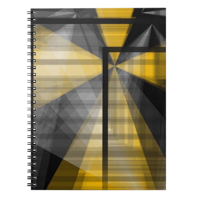 Caderno Espiral Abstrato amarelo do preto (Frente)