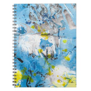 Caderno Espiral Abstrato Amarelo Modelo Verde Azul Trendente Moder