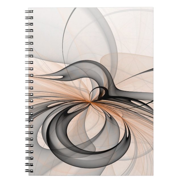 Caderno Espiral Abstrato Anthracite Cinza Siena Moderna Arte Fract (Frente)