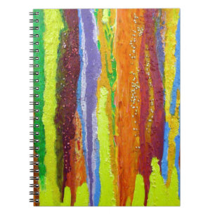 Caderno Espiral Abstrato Arte arco-íris pingar tinta