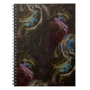 Caderno Espiral Abstrato Atômico Preto Retroativo
