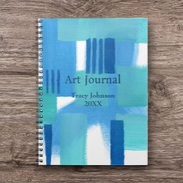 Caderno Espiral Abstrato azul com Diário de Arte por Nome/Ano/