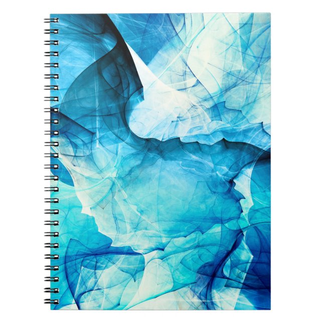 Caderno Espiral Abstrato azul: composição fractal. (Frente)