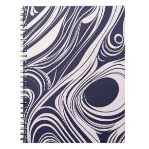 Caderno Espiral Abstrato azul escuro e cinza espirais líquidas des