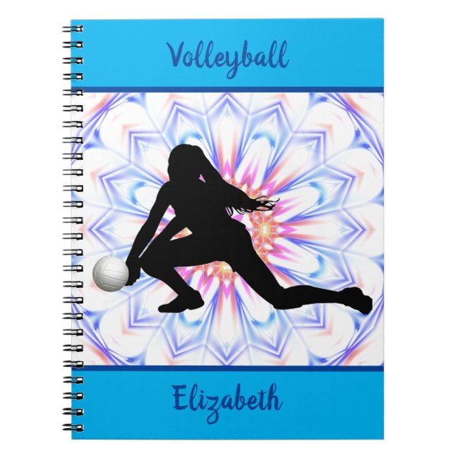 Caderno Espiral Abstrato Azul Girls Personalizado (Frente)