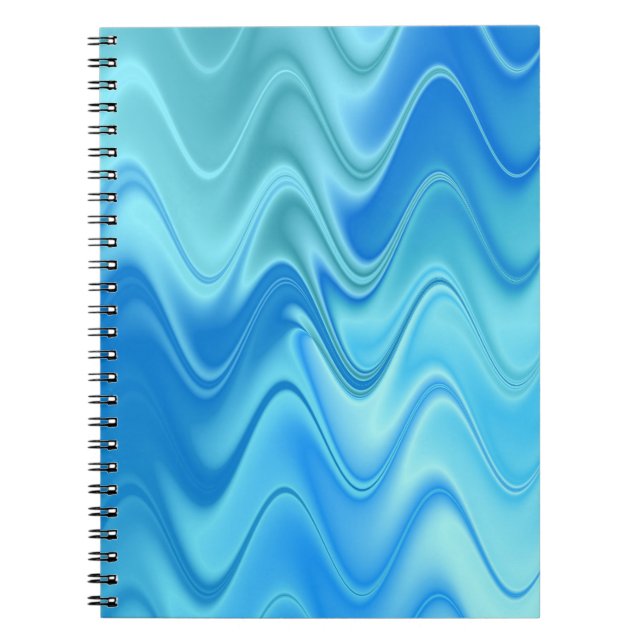 Caderno Espiral Abstrato Azul ondulado (Frente)