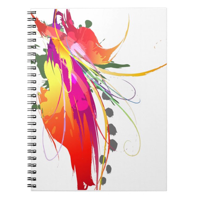 Caderno Espiral Abstrato Bird of Paradise Paint Splatters (Frente)