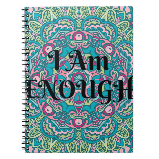Caderno Espiral Abstrato Boho Mandala Chega De Afirmação (Frente)