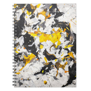 Caderno Espiral Abstrato Branco Amarelo Negro Negrito