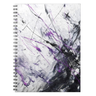 Caderno Espiral Abstrato branco roxo elétrico