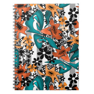 Caderno Espiral Abstrato brilhante animação de flores bonitinhas