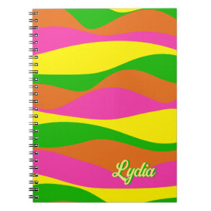 Caderno Espiral Abstrato Brilhante dos anos 1970s com novo nome