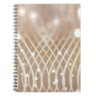 Caderno Espiral Abstrato Brown, Waves Stars Background.