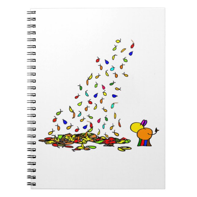 Caderno Espiral abstrato burro e folhas (Frente)