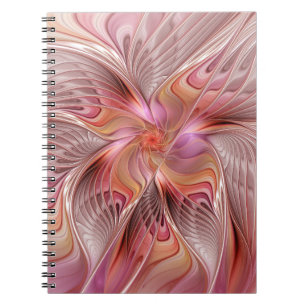Caderno Espiral Abstrato Butterfly Fantasy Fractal Arte Colorida