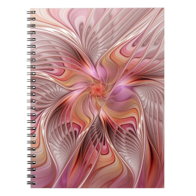 Caderno Espiral Abstrato Butterfly Fantasy Fractal Arte Colorida (Frente)