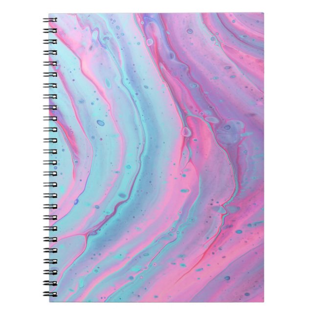 Caderno Espiral Abstrato, cor-de-rosa e verde (Frente)