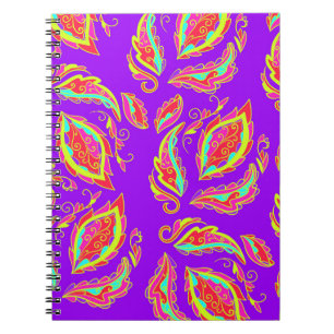 Caderno Espiral abstrato,cor,padrão,indiano,mandala,roxo