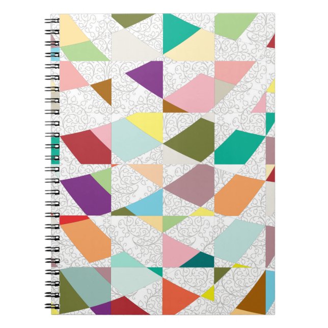 Caderno Espiral Abstrato - Cores - Damasco (Frente)