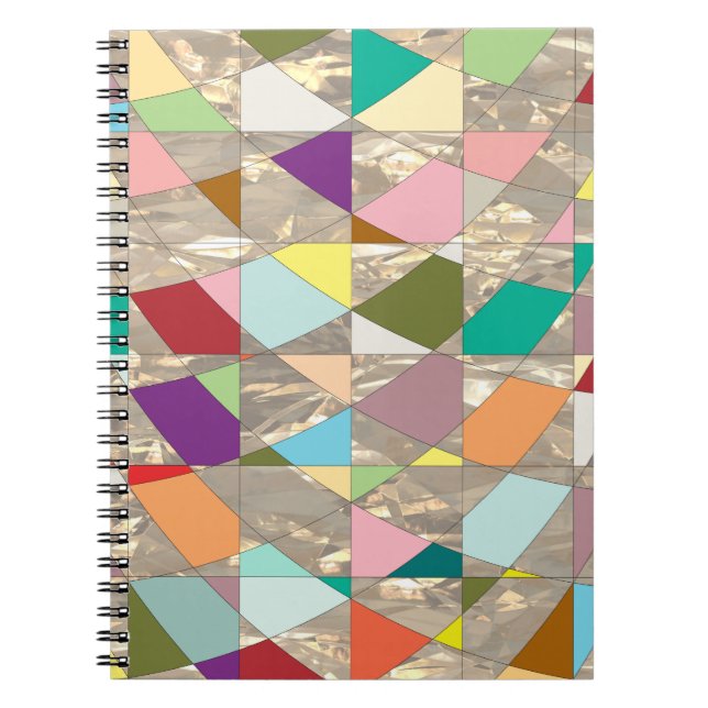 Caderno Espiral Abstrato Cores Douradas (Frente)