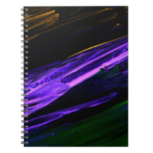 Caderno Espiral Abstrato criativo, verde e roxo, azul-neon