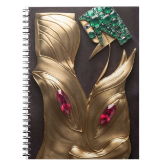 Caderno espiral abstrato cubista em dourado estéti