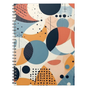 Caderno Espiral Abstrato Curvo Coral Verde Inspirado no Art Nouvea