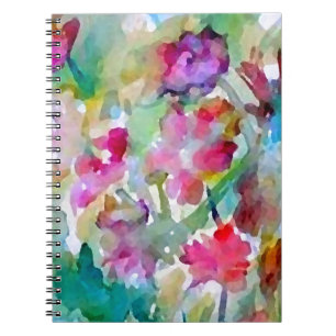 Caderno Espiral Abstrato da aguarela do jardim de CricketDiane