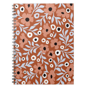 Caderno Espiral Abstrato daisy flores de vintage. Pequeno s