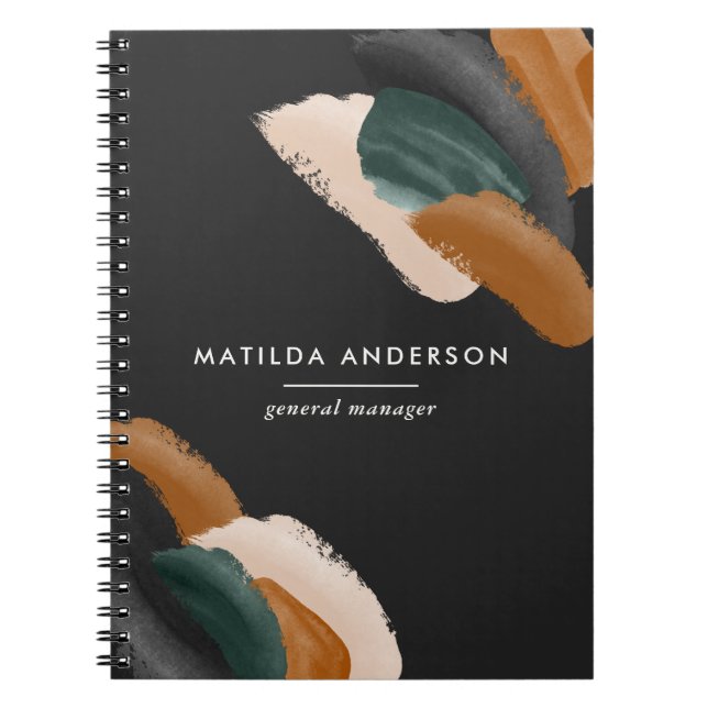 Caderno Espiral Abstrato de aquarela verde (Frente)