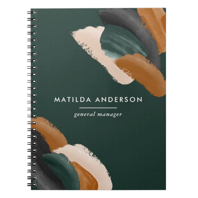 Caderno Espiral Abstrato de aquarela verde (Frente)