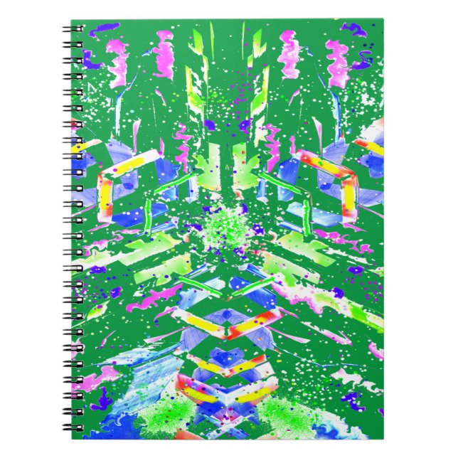 Caderno Espiral Abstrato de arte digital que chamamos de caos (Frente)