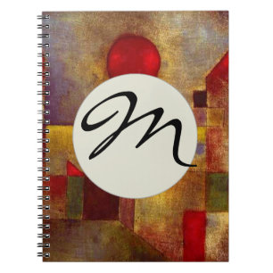 Caderno Espiral Abstrato de Arte do Balão Vermelho de Paul Klee