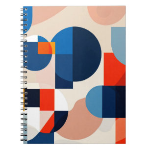 Caderno Espiral Abstrato de Arte Geométrica do Meio século Escandi