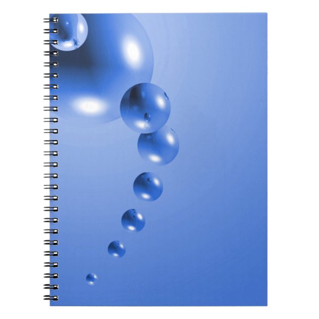 Caderno Espiral Abstrato de bolhas azuis (Frente)