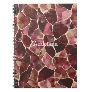 Caderno Espiral Abstrato de Burgundy Red Chic