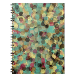 Caderno Espiral abstrato de círculo verde-amarelo-rosa e azul