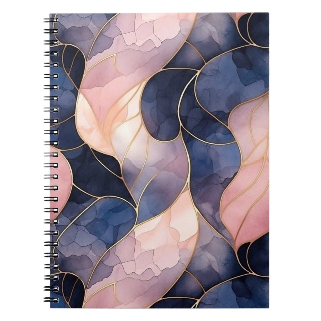 Caderno Espiral Abstrato de cor azul-chic (Frente)