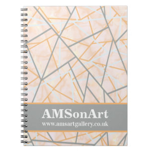 Caderno Espiral Abstrato de cor laranja e preto moderno