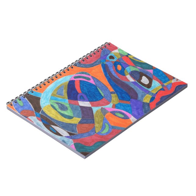 Caderno Espiral abstrato de "Corrida de Cores" (Left Side)
