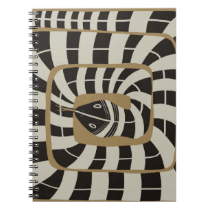 Caderno Espiral Abstrato de diversão com Cobra em tons neutros cas
