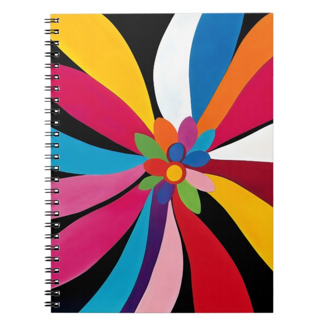 Caderno Espiral Abstrato de Flor de Cor (Frente)