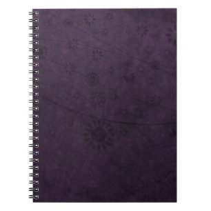 Caderno Espiral Abstrato de Flores e Borboletas Retro Roxas