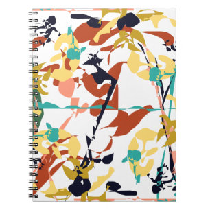 Caderno Espiral Abstrato de Flores Quebradas